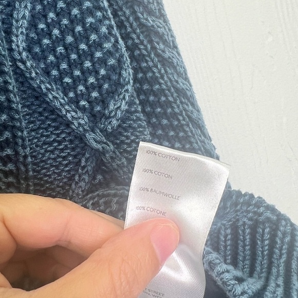 Anthropologie- Pilcro Blue Washed Out Cable Knit Long Sleeve Sweater Size XS - Picture 7 of 11